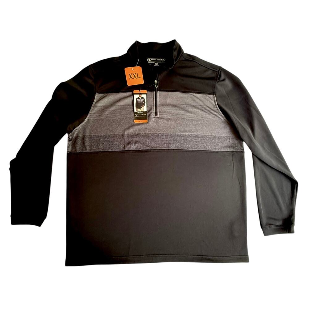 NEW Pebble Beach GOLF WEAR SHIRT Men's XXL Dry Luxe Black Gray Sweatshirt NWT